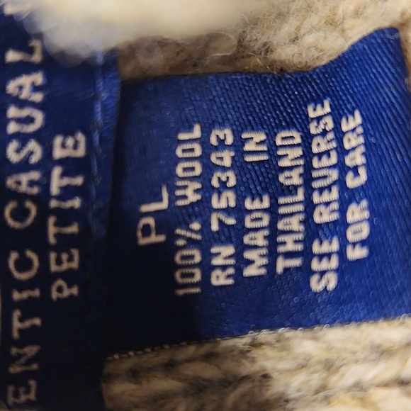 100% wool chunky oatmeal English country fishermen's cableknit cardigan sweater - Picture 6 of 12